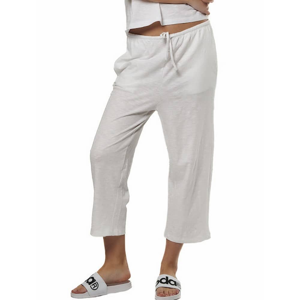 Body Action Παντελόνι Slub Beach Crop Pants Dye Natural WHITE 021532-12-02