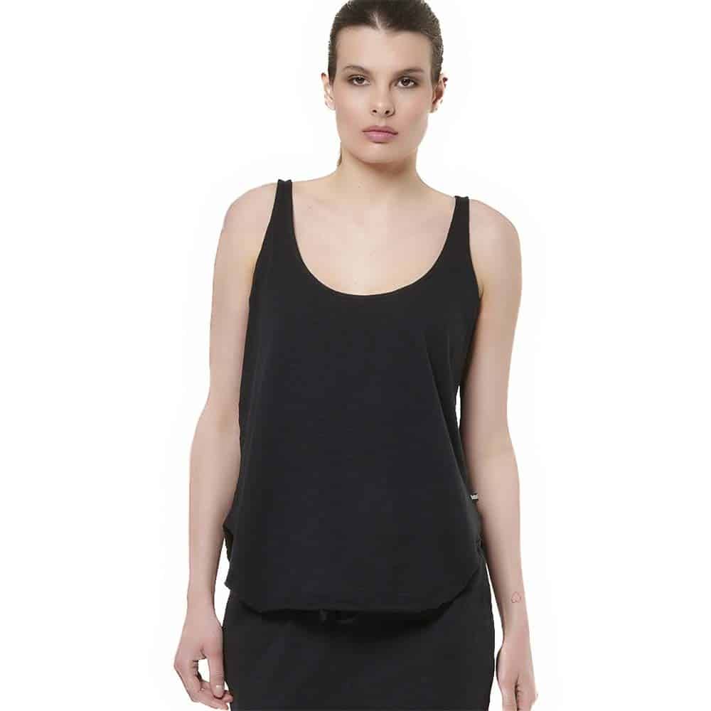 Body Action Women's Natural Dye Slub Tank Top BLACK 041517-01